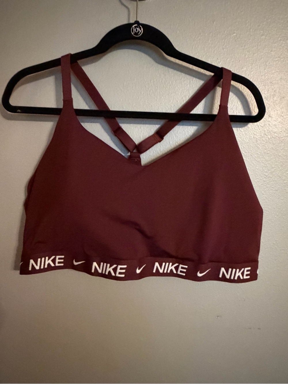 Nike Maroon Strappy Sports Bra with Branded Elastic